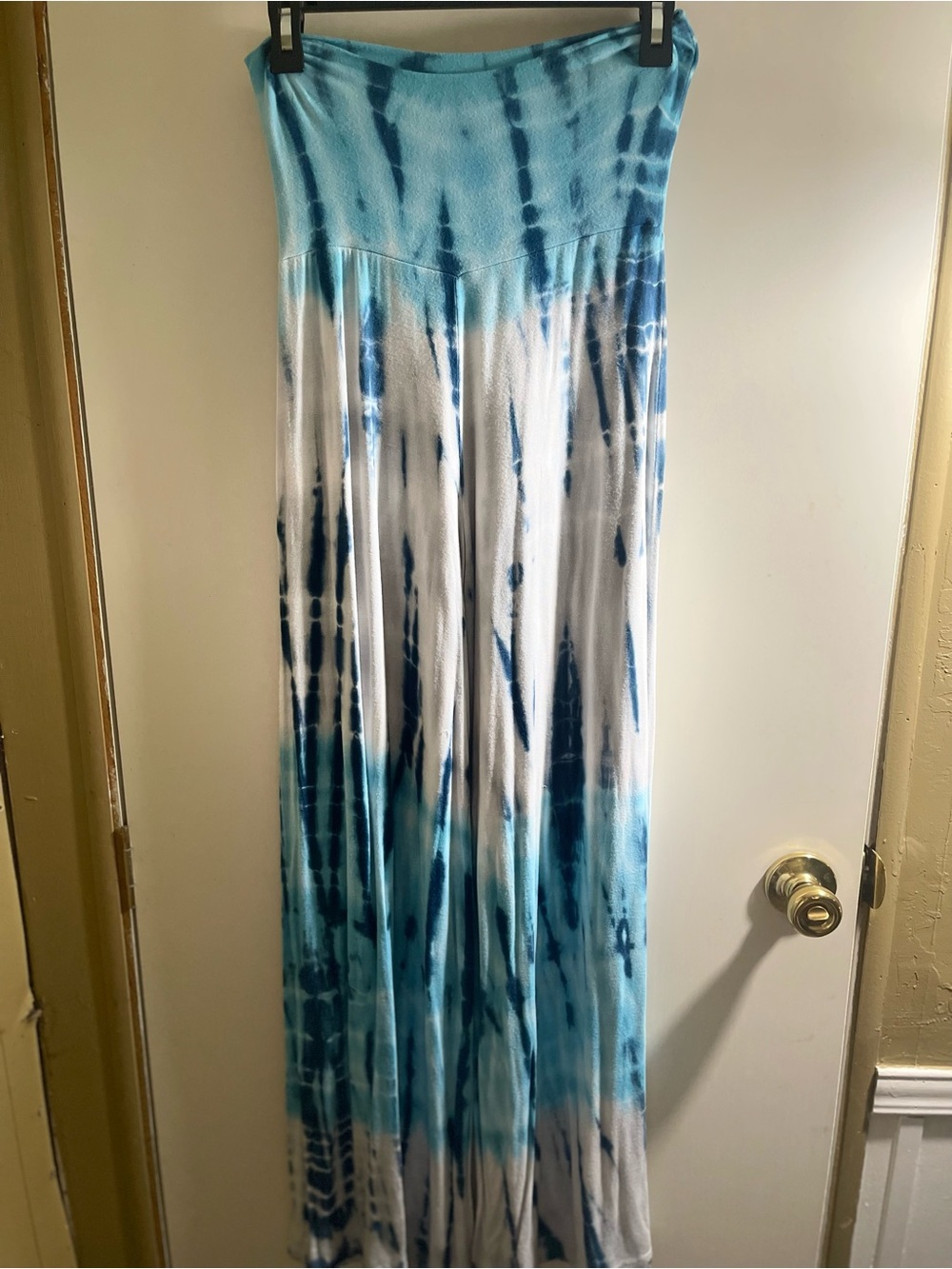 Chatoyant Blue Tie Dye Wide Leg Palazzo Pants Boho Lounge Resort Style - Picture 5 of 5